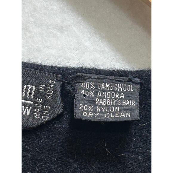 VTG Nordstrom Point Of View Angora Rabbits Hair Wool Sweater S Floral Bead Blk - Picture 4 of 7